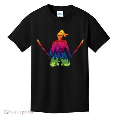 Colorful Samurai Katanas Swords Warrior Kids T-Shirt