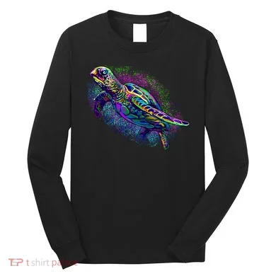 Colorful Sea Turtle Art Pattern Long Sleeve Shirt