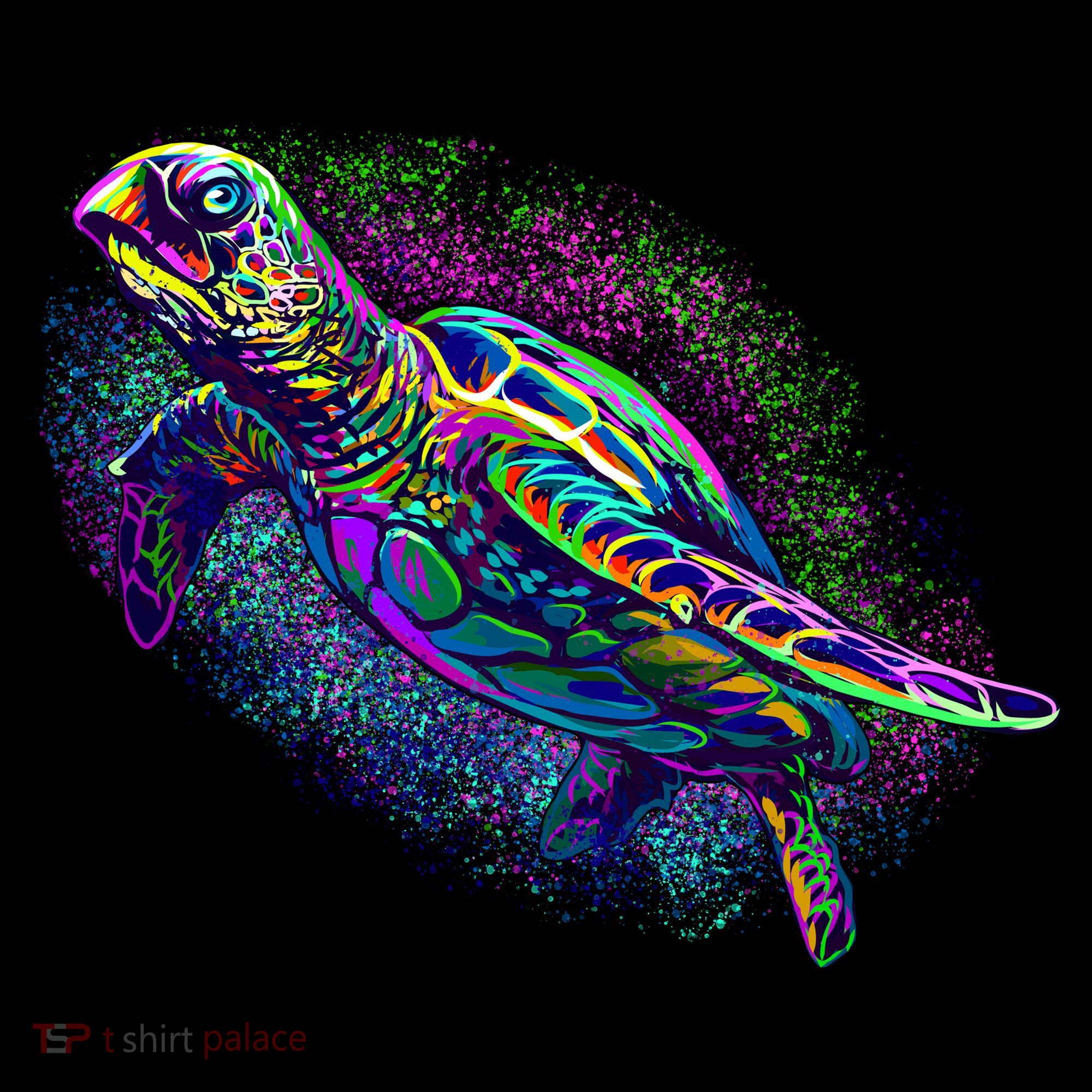 Colorful Sea Turtle Art Pattern T-Shirt