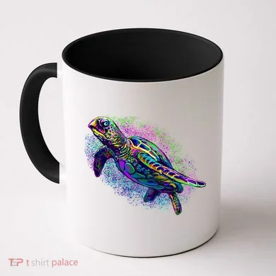 Colorful Sea Turtle Art Pattern Coffee Mug