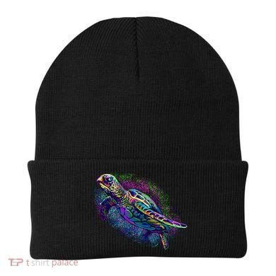 Colorful Sea Turtle Art Pattern Beanie