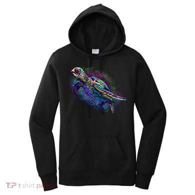 Colorful Sea Turtle Art Pattern Women's Hoodie