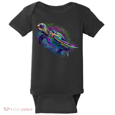 Colorful Sea Turtle Art Pattern Baby Bodysuit