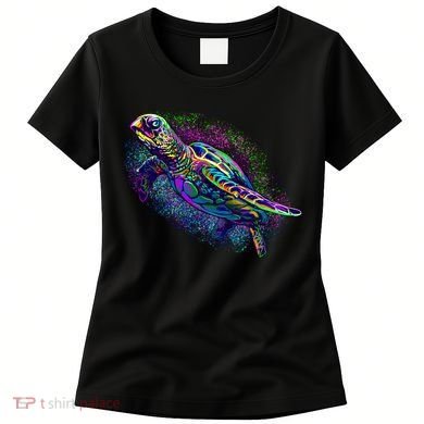 Colorful Sea Turtle Art Pattern Women's T-Shirt