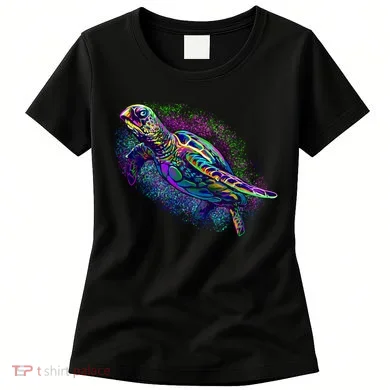 Colorful Sea Turtle Art Pattern Women's T-Shirt
