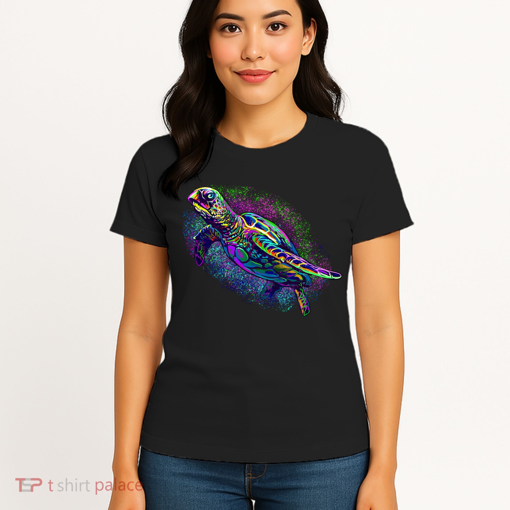Colorful Sea Turtle Art Pattern Women's T-Shirt