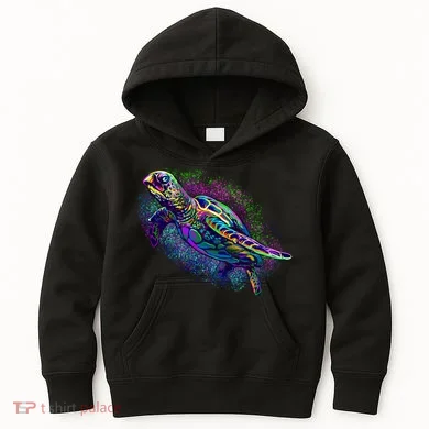 Colorful Sea Turtle Art Pattern Kids Hoodie