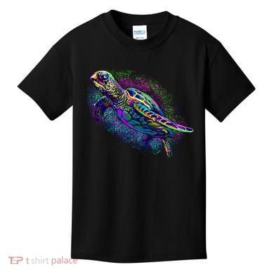 Colorful Sea Turtle Art Pattern Kids T-Shirt