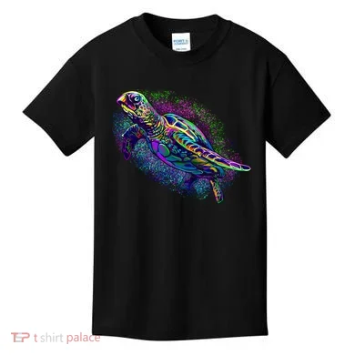 Colorful Sea Turtle Art Pattern Kids T-Shirt