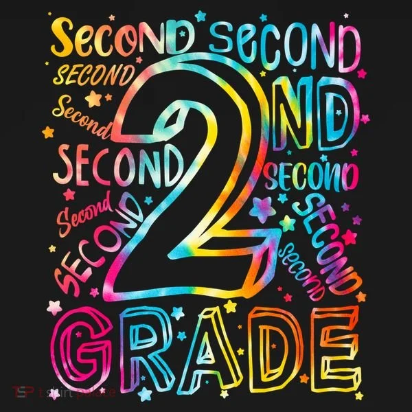 Colorful Second 2nd Grade Word Art Doggie Tank