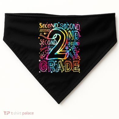 Colorful Second 2nd Grade Word Art USA-Made Doggie Bandana