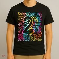 Colorful Second 2nd Grade Word Art T-Shirt thumb 3