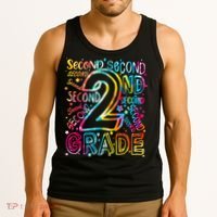Colorful Second 2nd Grade Word Art Tank Top thumb 3