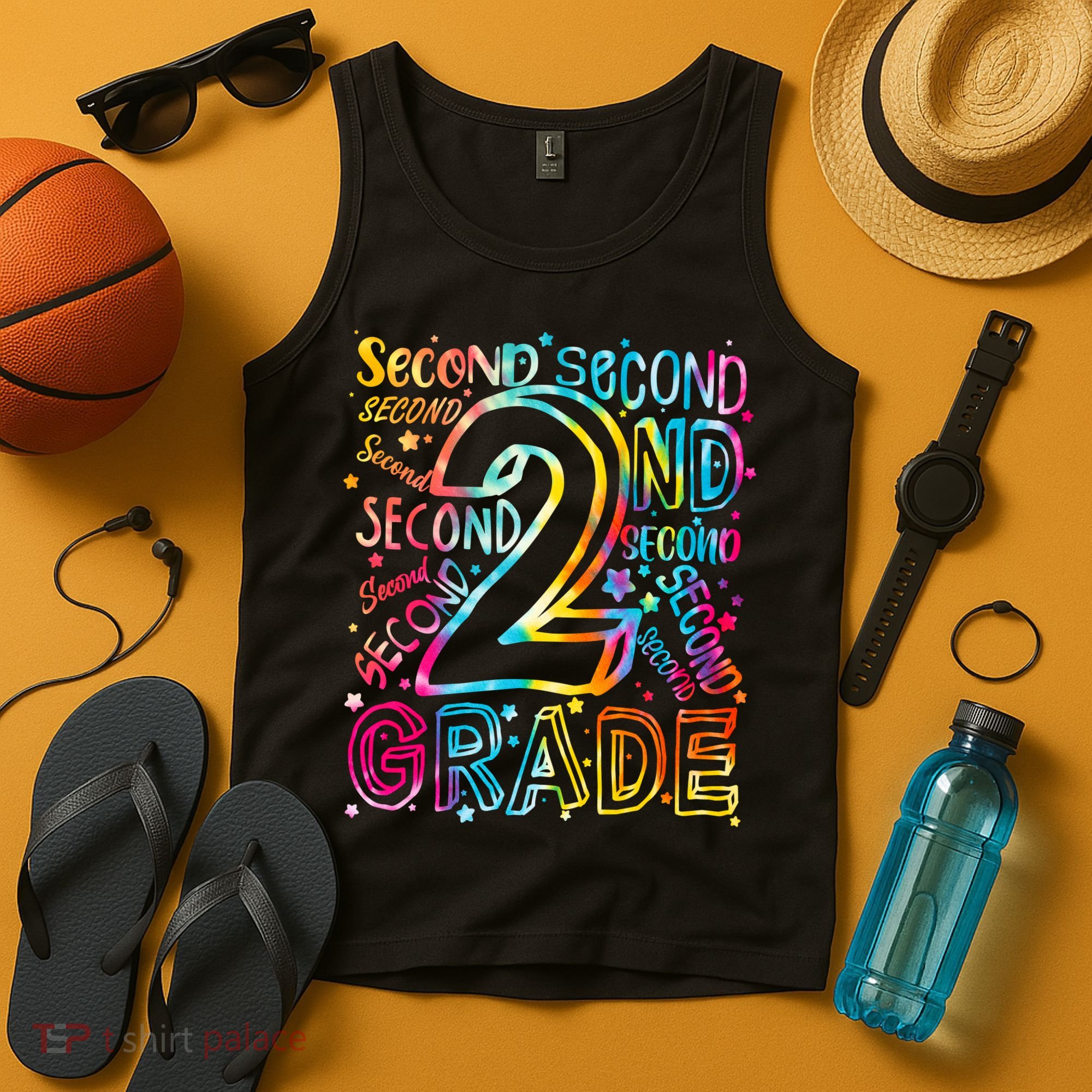 Colorful Second 2nd Grade Word Art Tank Top