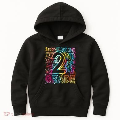 Colorful Second 2nd Grade Word Art Kids Hoodie