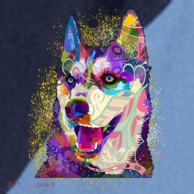 Colorful Siberian Husky Raglan Baseball Sleeve Shirt