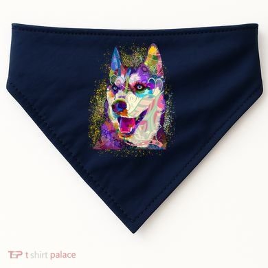Colorful Siberian Husky USA-Made Doggie Bandana