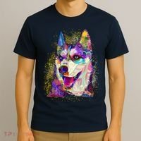 Colorful Siberian Husky T-Shirt thumb 3