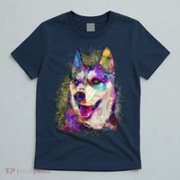 Colorful Siberian Husky T-Shirt thumb 5
