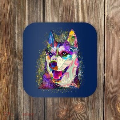 Colorful Siberian Husky Coaster