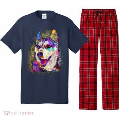 Colorful Siberian Husky Pajama Set