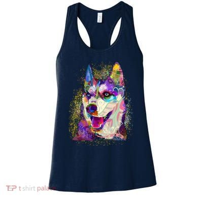Colorful Siberian Husky Women's Tank Top