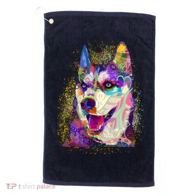 Colorful Siberian Husky Golf Towel