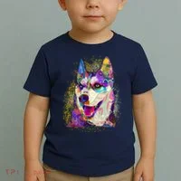 Colorful Siberian Husky Toddler T-Shirt thumb 2