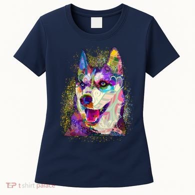 Colorful Siberian Husky Women's T-Shirt