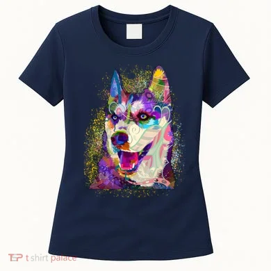 Colorful Siberian Husky Women's T-Shirt