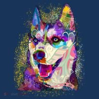 Colorful Siberian Husky Women's T-Shirt thumb 6