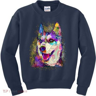 Colorful Siberian Husky Kids Sweatshirt