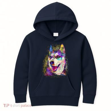 Colorful Siberian Husky Kids Hoodie