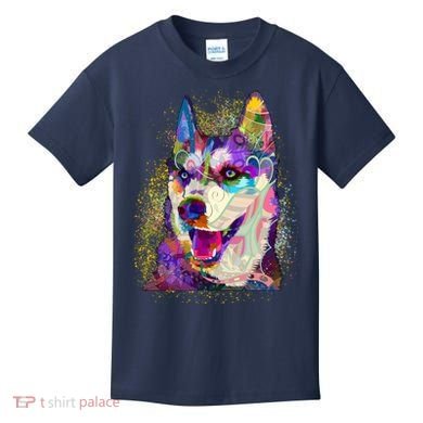 Colorful Siberian Husky Kids T-Shirt