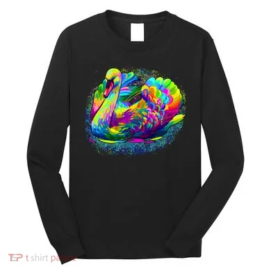 Colorful Swan Long Sleeve Shirt