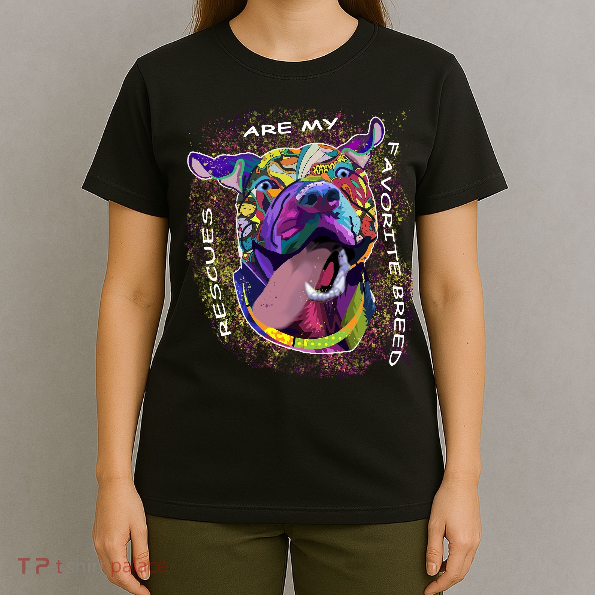 Colorful Texture Boxer Dog Rescues Are My Favorite Breeds T-Shirt