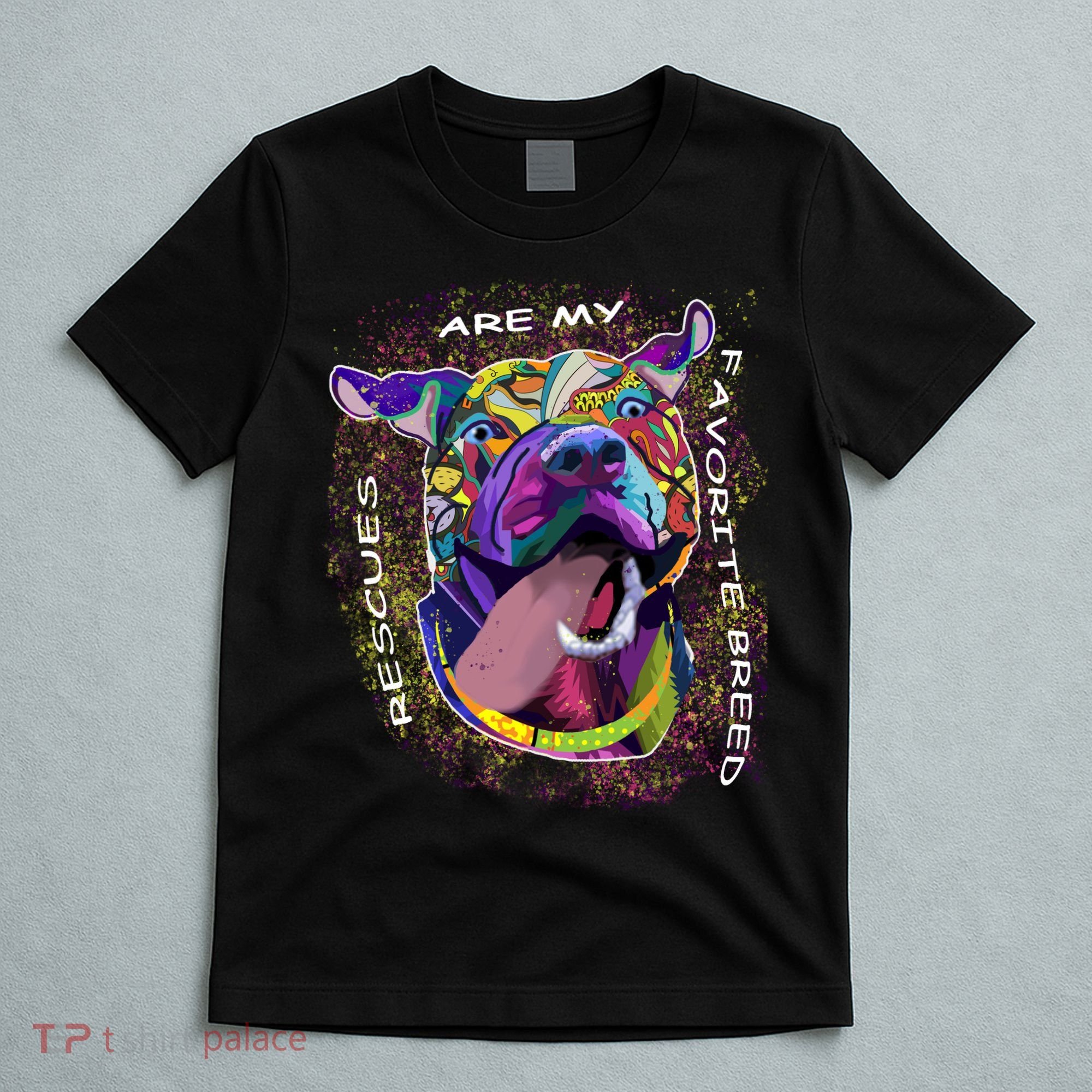 Colorful Texture Boxer Dog Rescues Are My Favorite Breeds T-Shirt