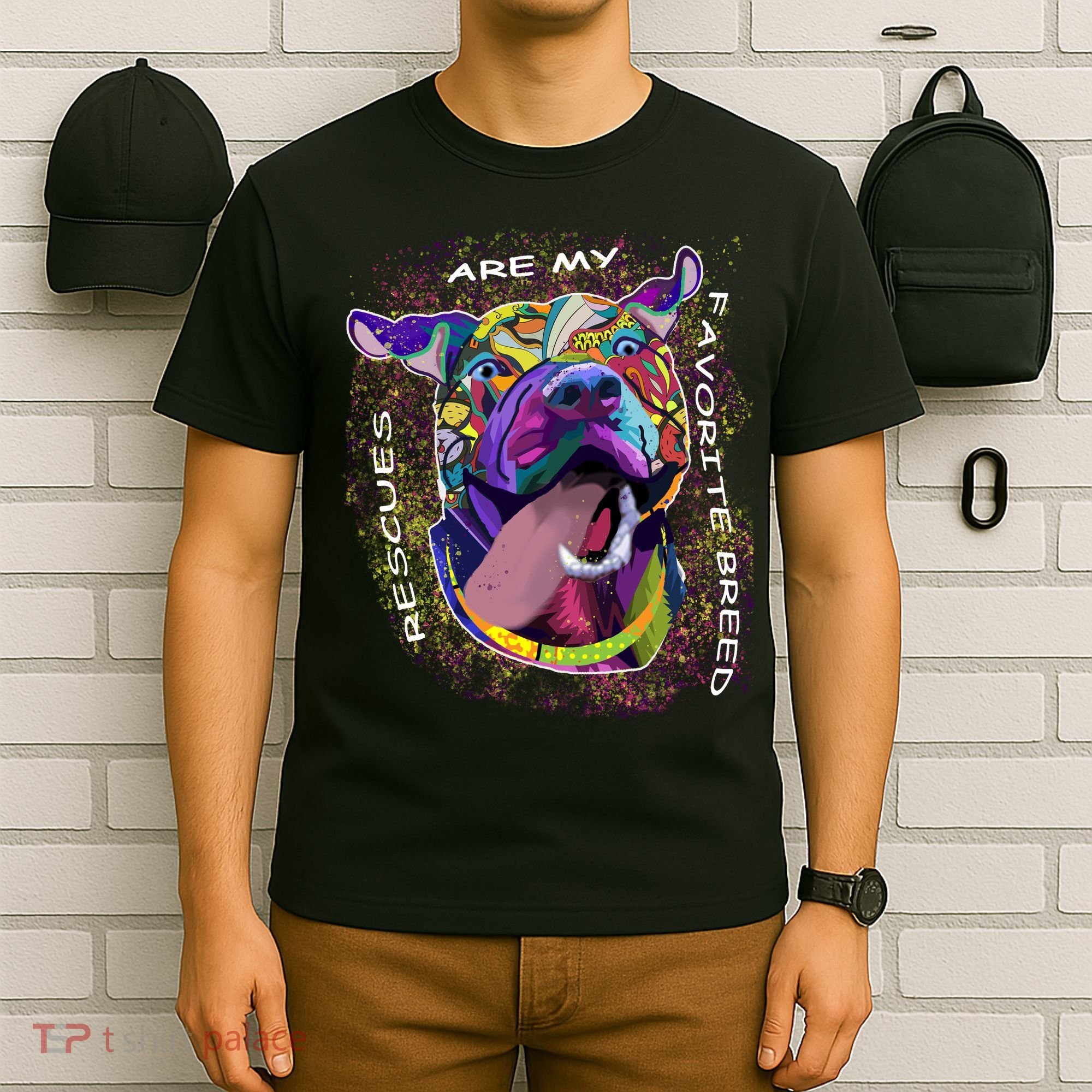 Colorful Texture Boxer Dog Rescues Are My Favorite Breeds T-Shirt