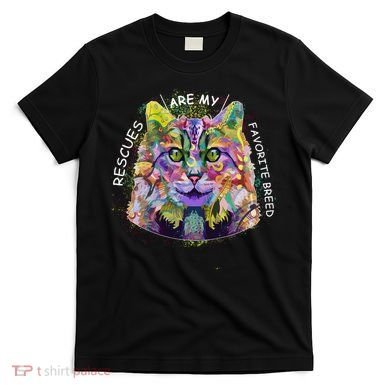 Colorful Texture Cat Rescues Are My Favorite T-Shirt