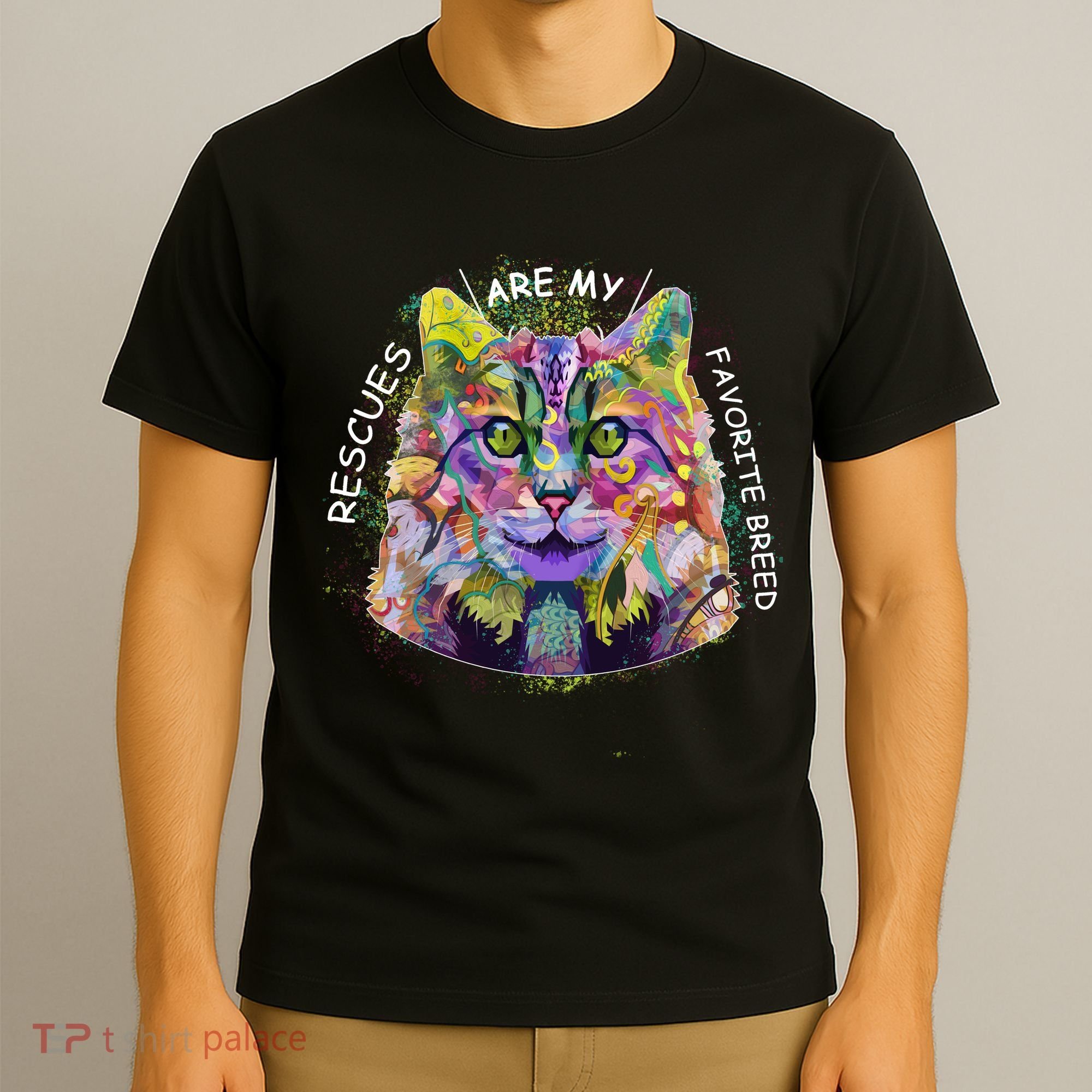 Colorful Texture Cat Rescues Are My Favorite T-Shirt