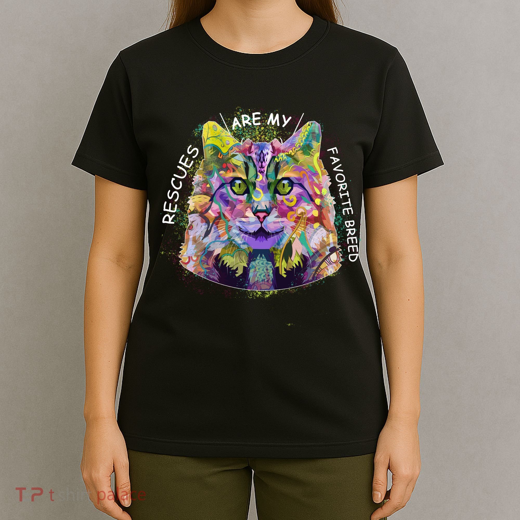 Colorful Texture Cat Rescues Are My Favorite T-Shirt