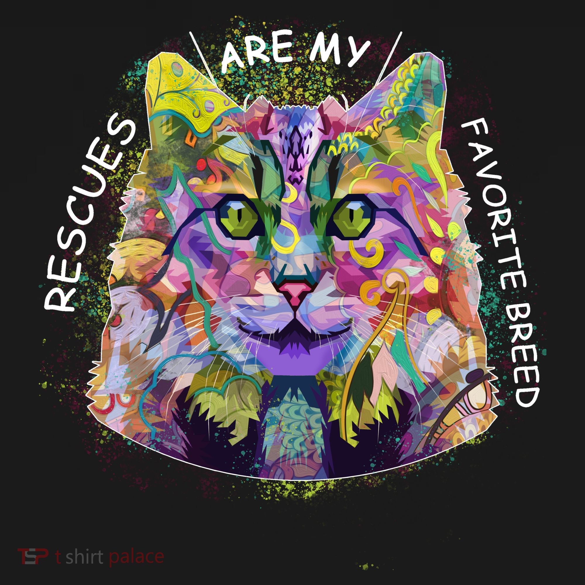 Colorful Texture Cat Rescues Are My Favorite T-Shirt