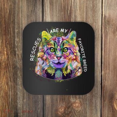 Colorful Texture Cat Rescues Are My Favorite Coaster
