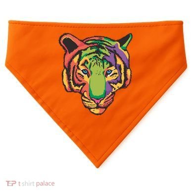 Colorful Tiger Head USA-Made Doggie Bandana
