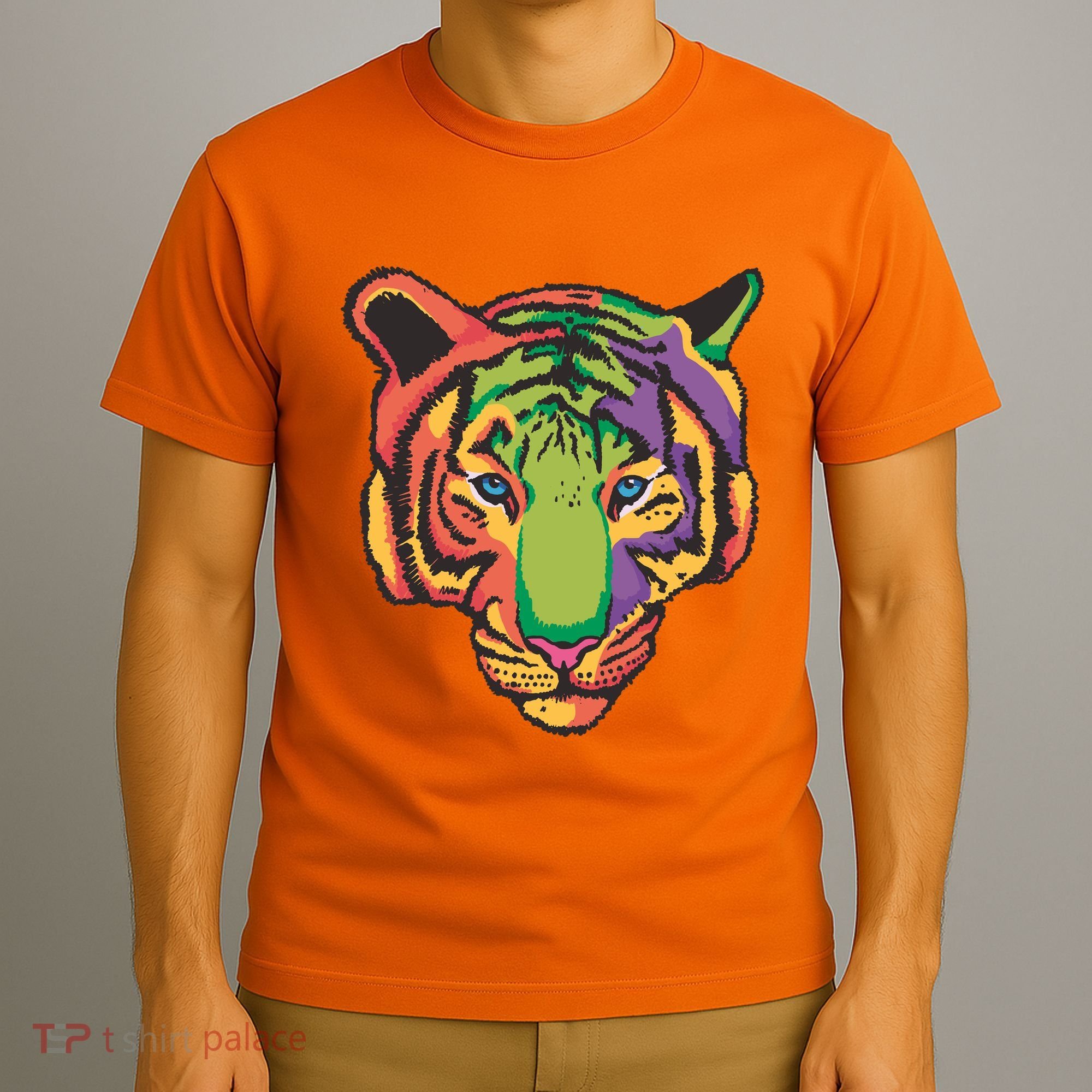 Colorful Tiger Head T-Shirt