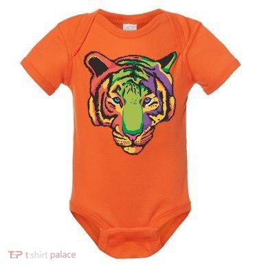 Colorful Tiger Head Baby Bodysuit