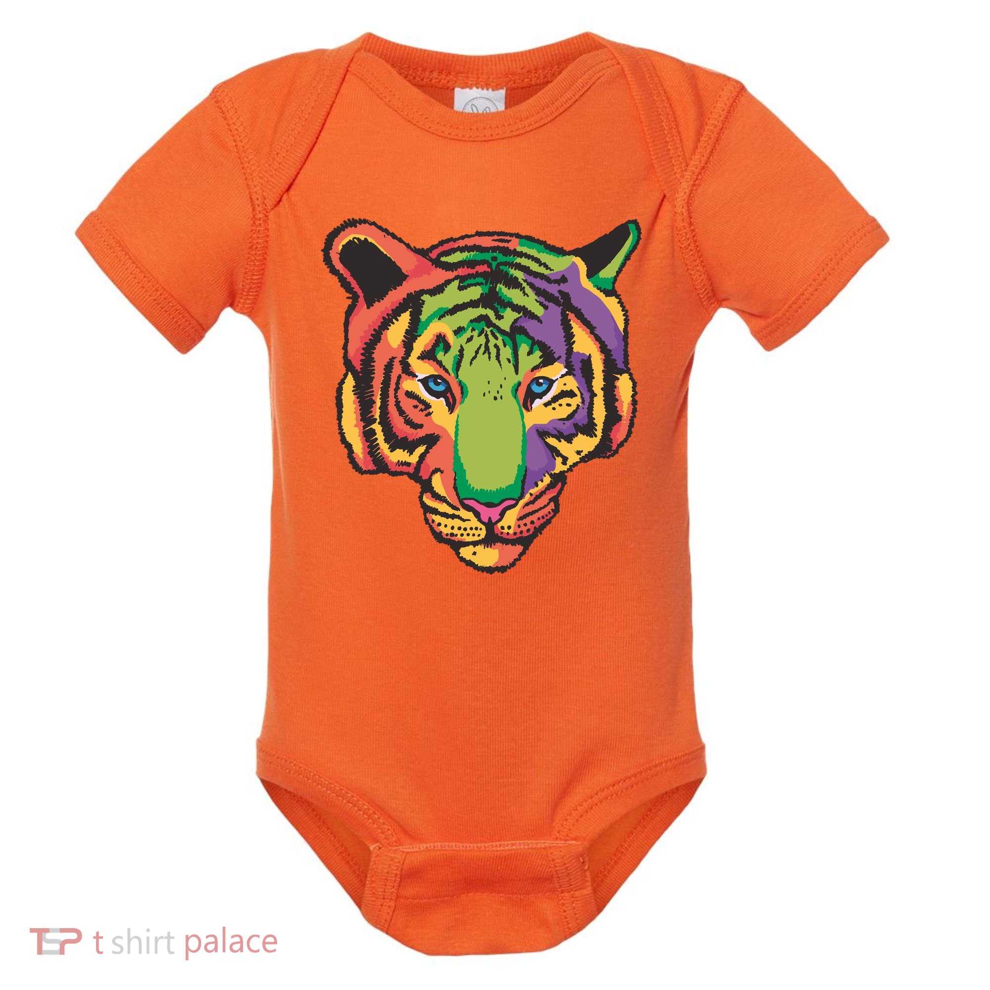 Colorful Tiger Head Baby Bodysuit