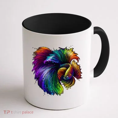 Colorful Tropical Beta Fish Coffee Mug back