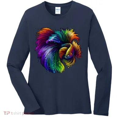 Colorful Tropical Beta Fish Women's Long Sleeve Shirt