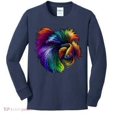 Colorful Tropical Beta Fish Kids Long Sleeve Shirt